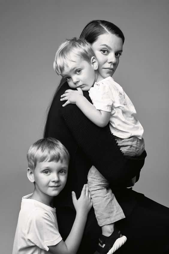 Mother And Sons Family Portrait Background