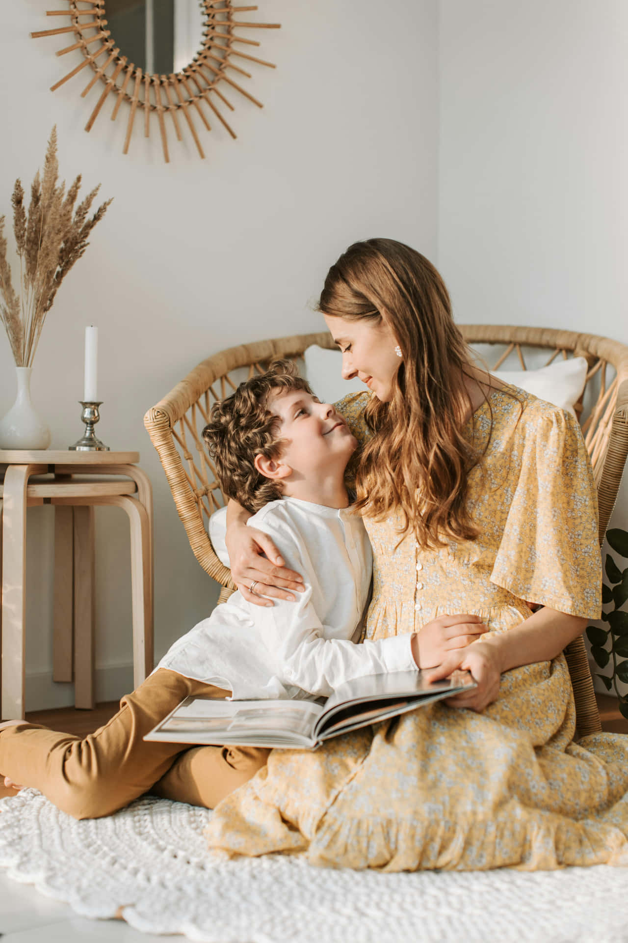 Mother Child Reading Time Background