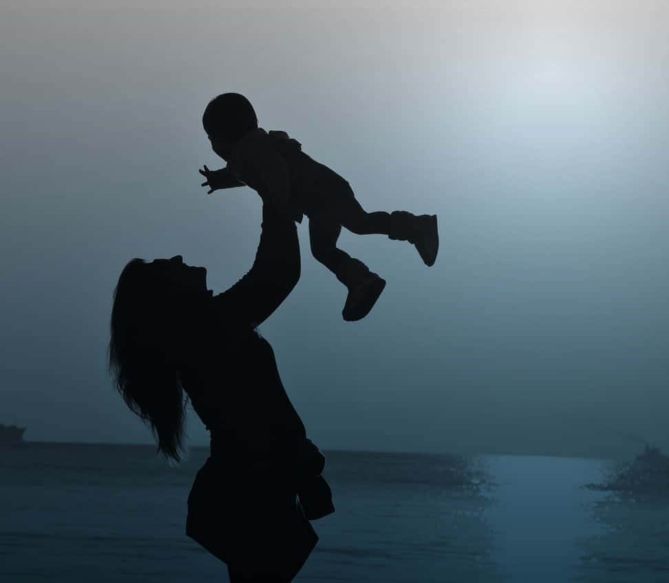 Mother Child Silhouette Playtime Background