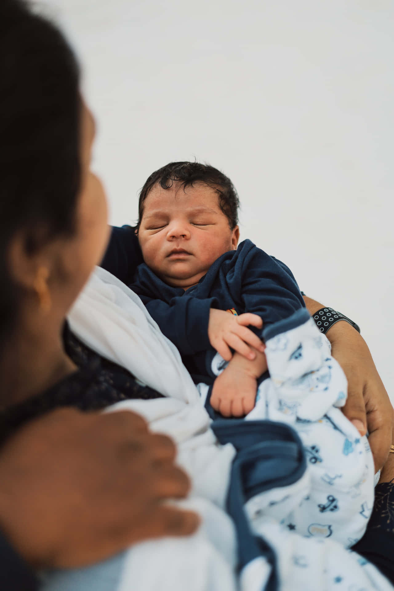 Motherhood Embrace Newborn Baby Background