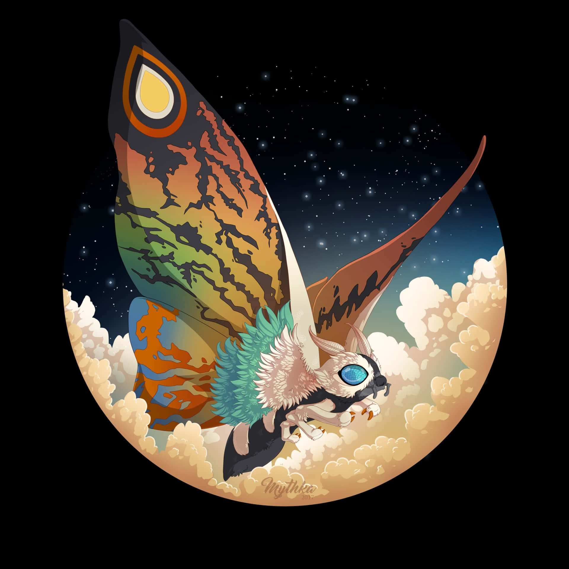 Mothra, The Queen Of Monsters, Soaring Through The Skies Background