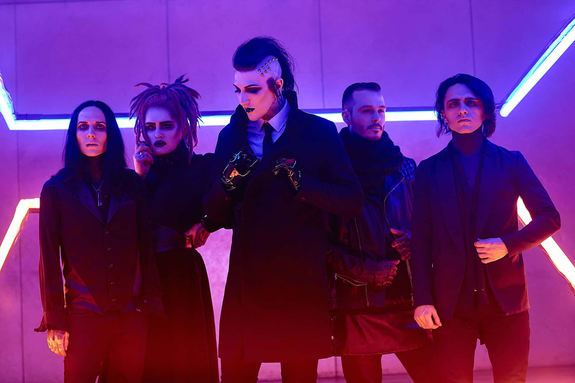 Motionless In White Band Neon Backdrop Background