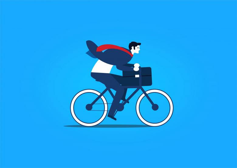 Motivation Businessman Riding A Bike Background