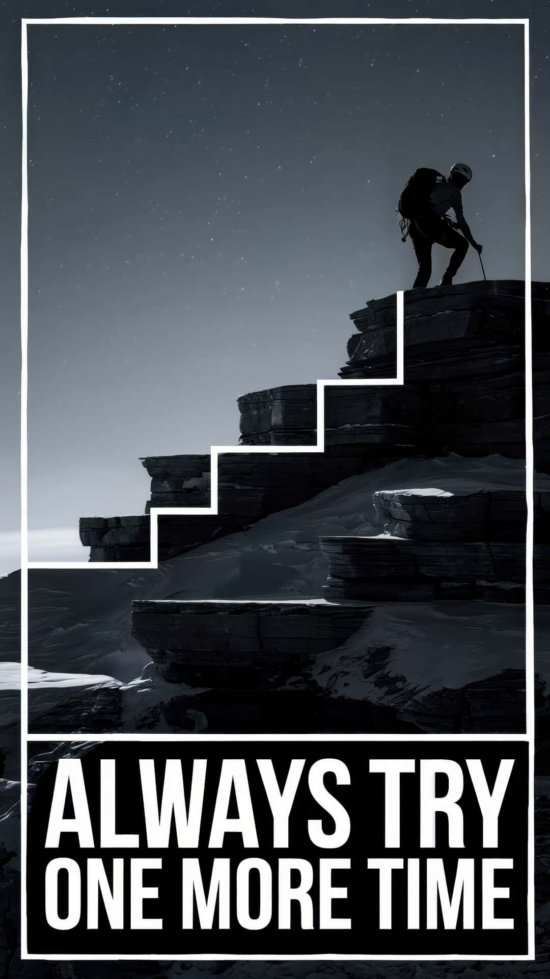 Motivational Climber With The Text Always Try One More Time Background
