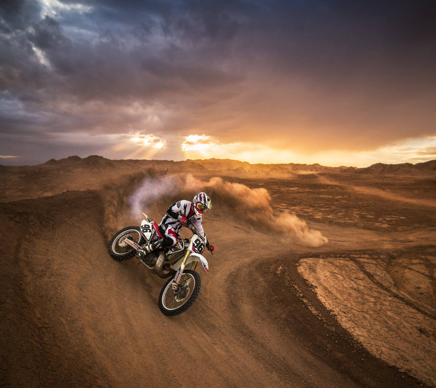 Motocross Drifting Desert Background
