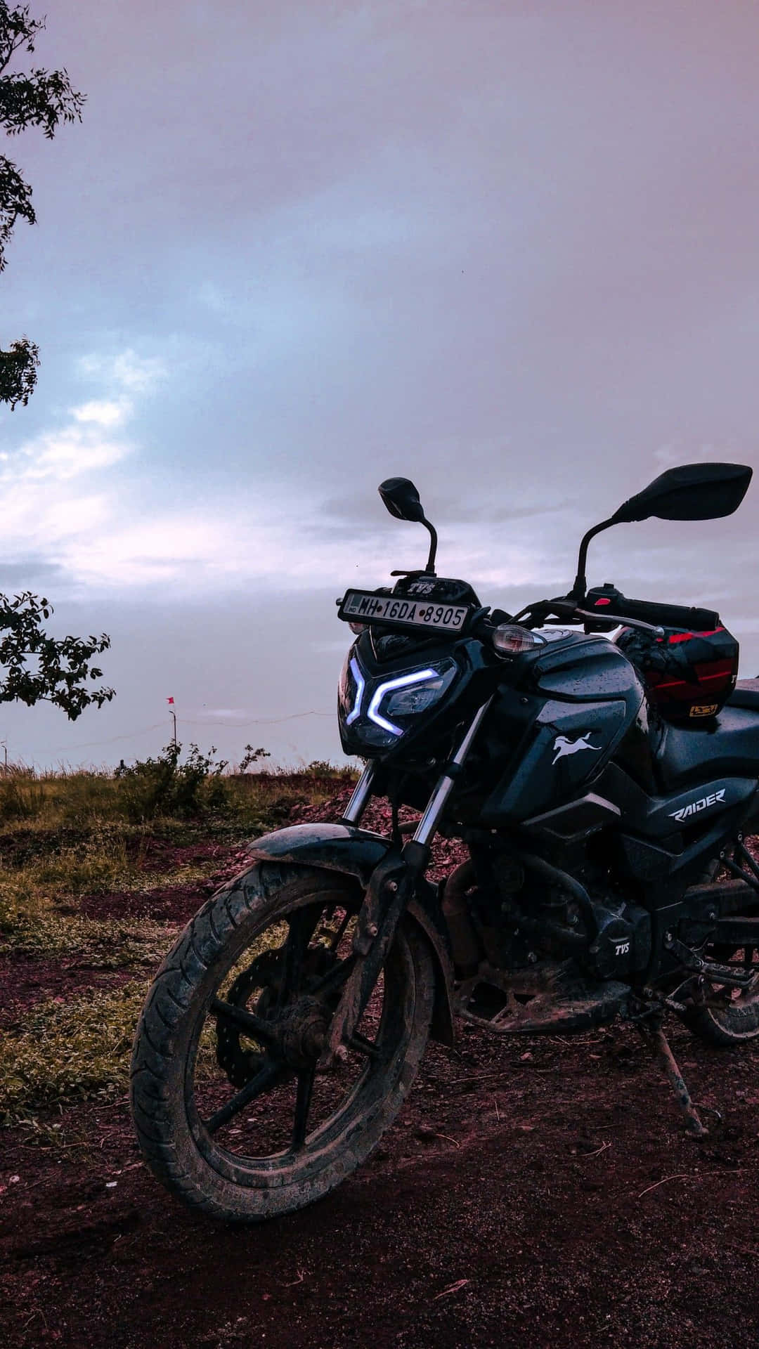 Motorcycle Dusk Skyline Background