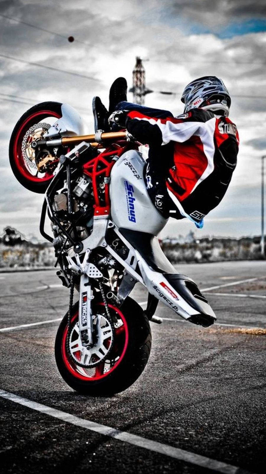 Motorcycle Rider Wheelie Sports Iphone Background