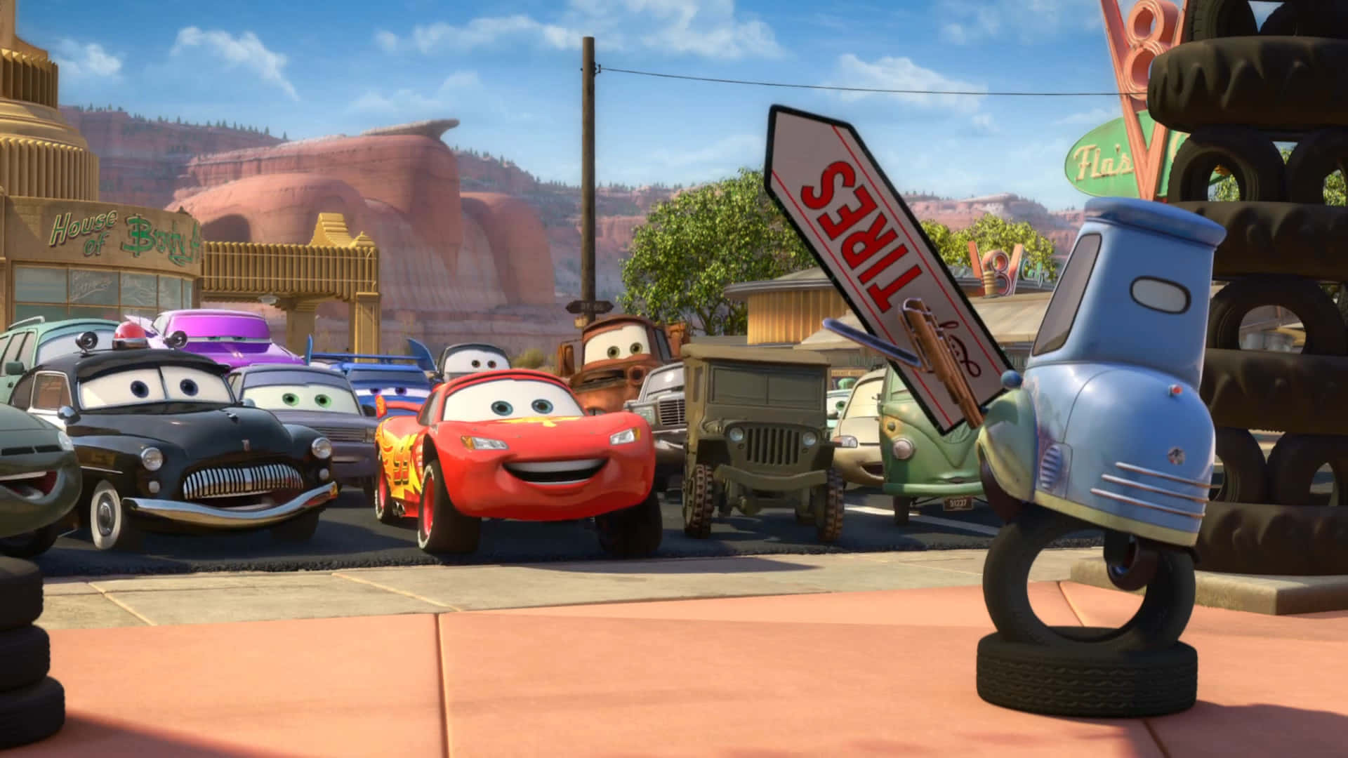Motorcycles Taking A Tour Of Radiator Springs