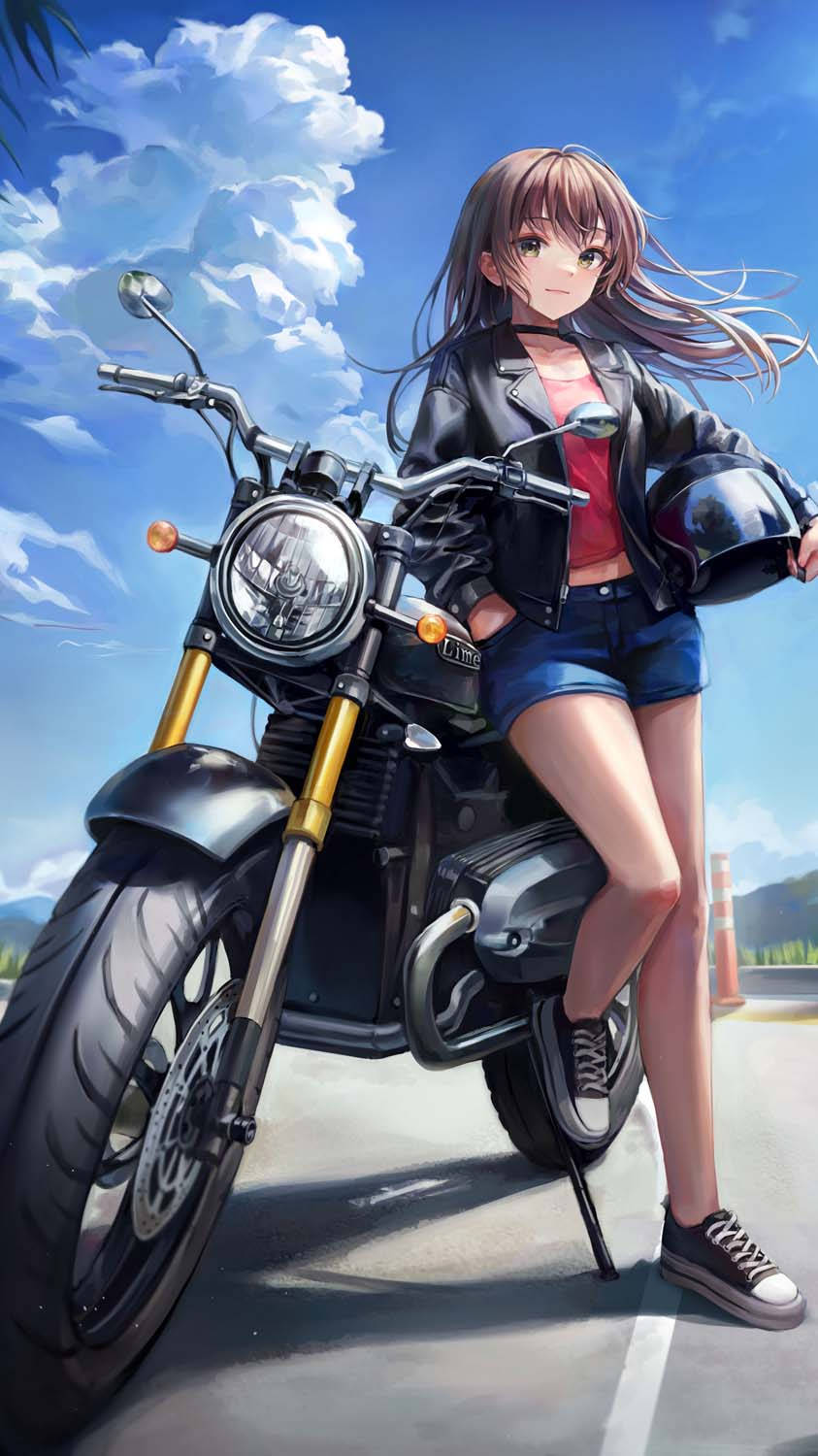 Motorcyclist Anime Girl Phone Background