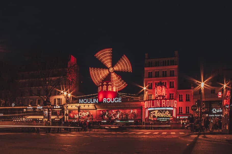 Moulin Rouge Nighttime Exterior Background