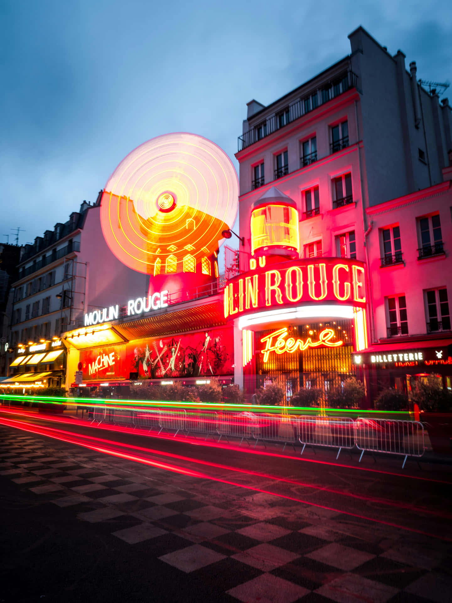 Moulin Rouge Paris Nighttime Neon Lights Background