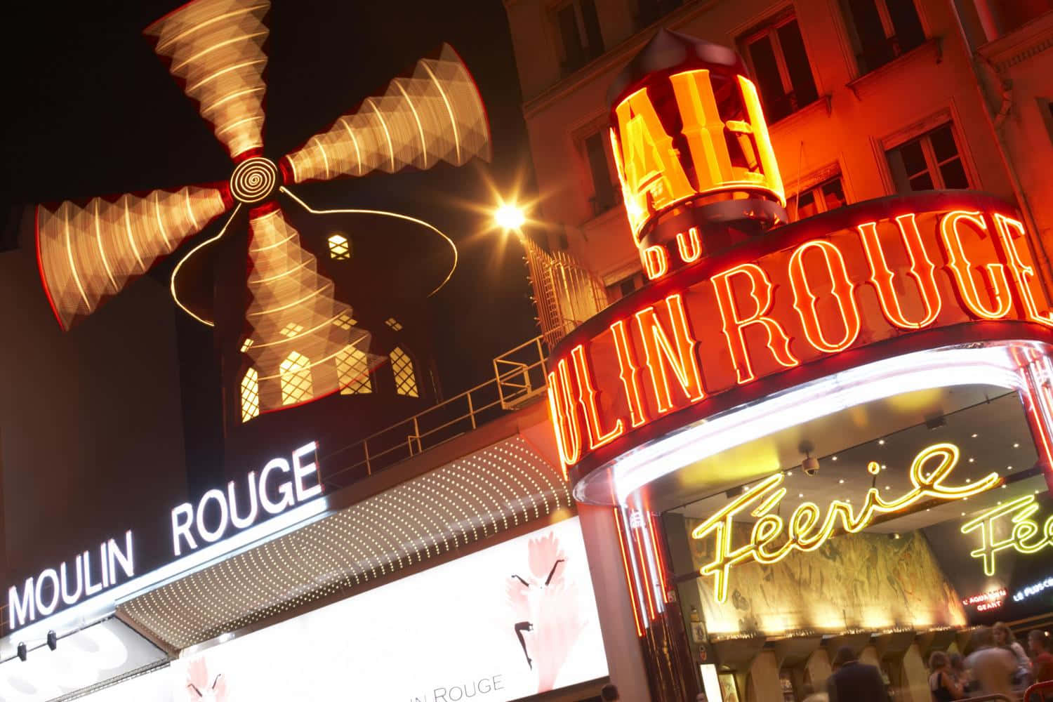 Moulin Rouge Paris Nighttime Background