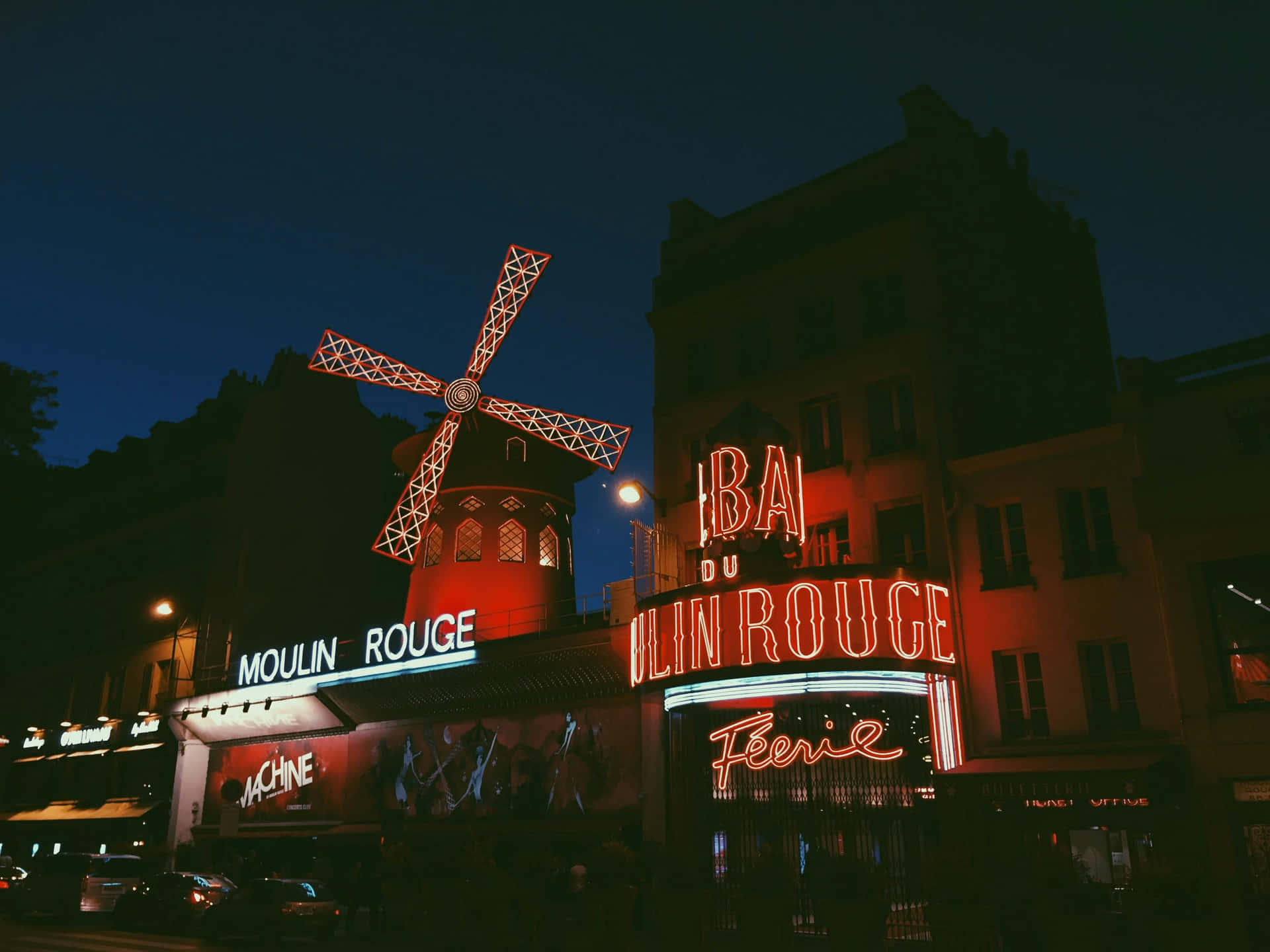 Moulin Rouge Paris Nighttime Background