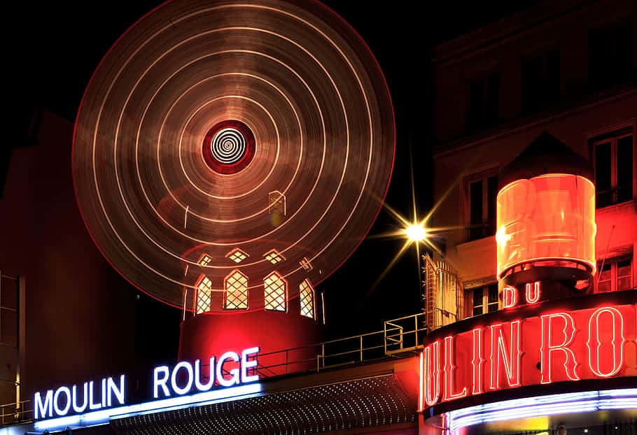 Moulin Rouge Paris Nighttime Background