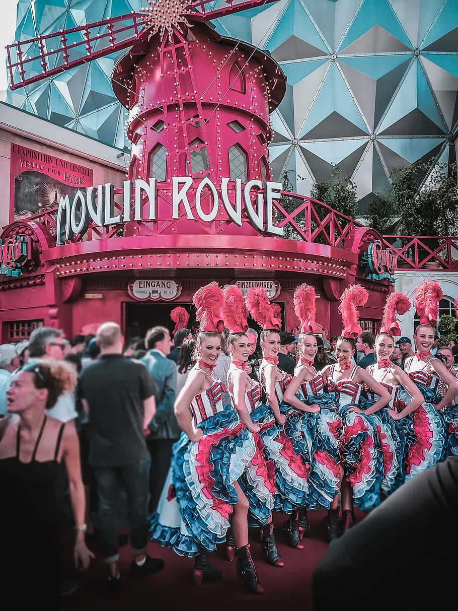 Moulin Rouge Performers Outdoors Background