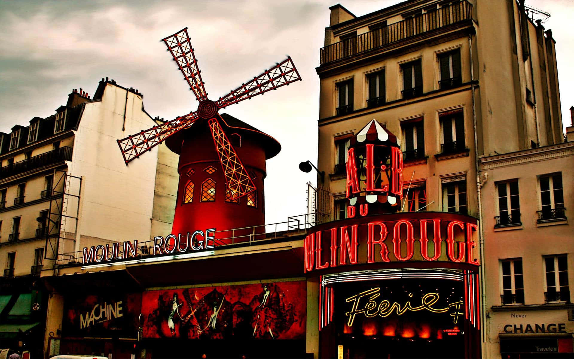 Moulin Rouge Vintage Design Building Background