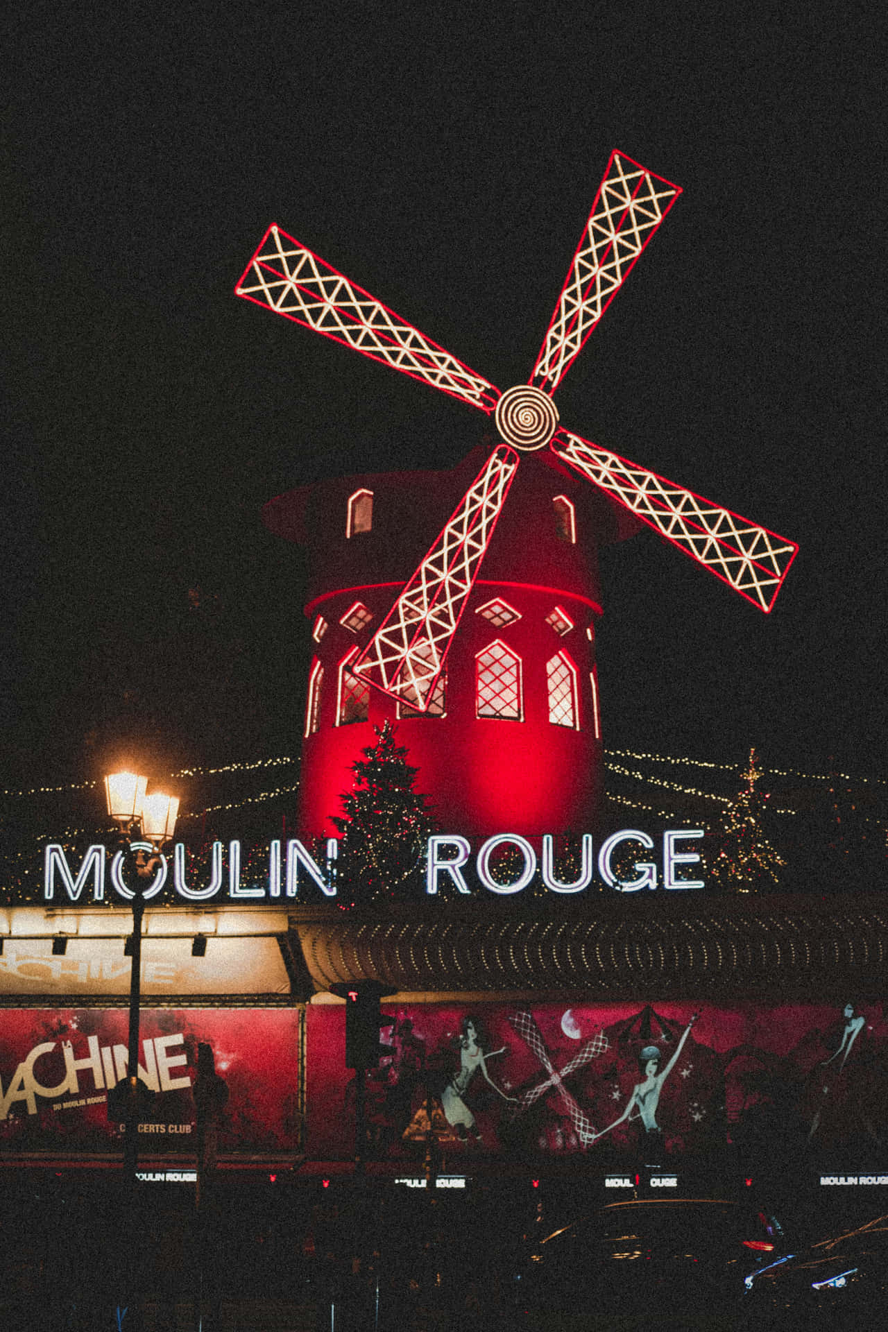 Moulin Rouge Windmill Neon Blades Lights Background