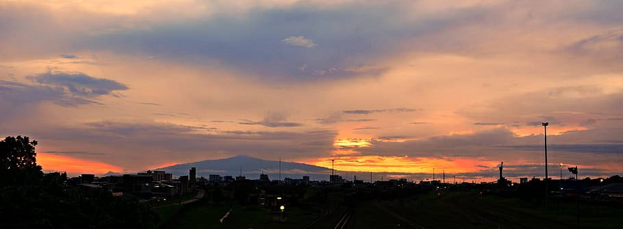 Mount Cameroon Volcano During Sunset Background