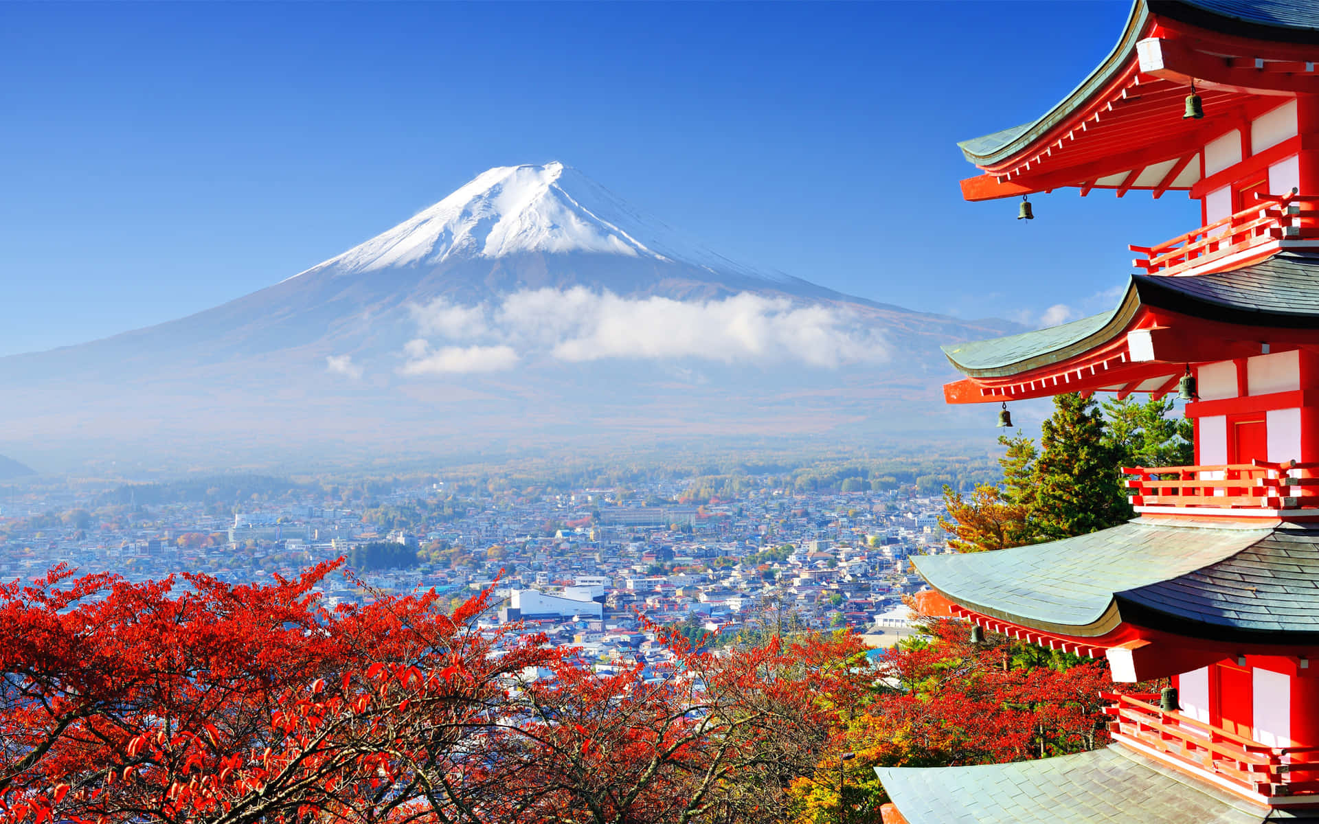 Mount Fuji And Chureito Pagoda Background