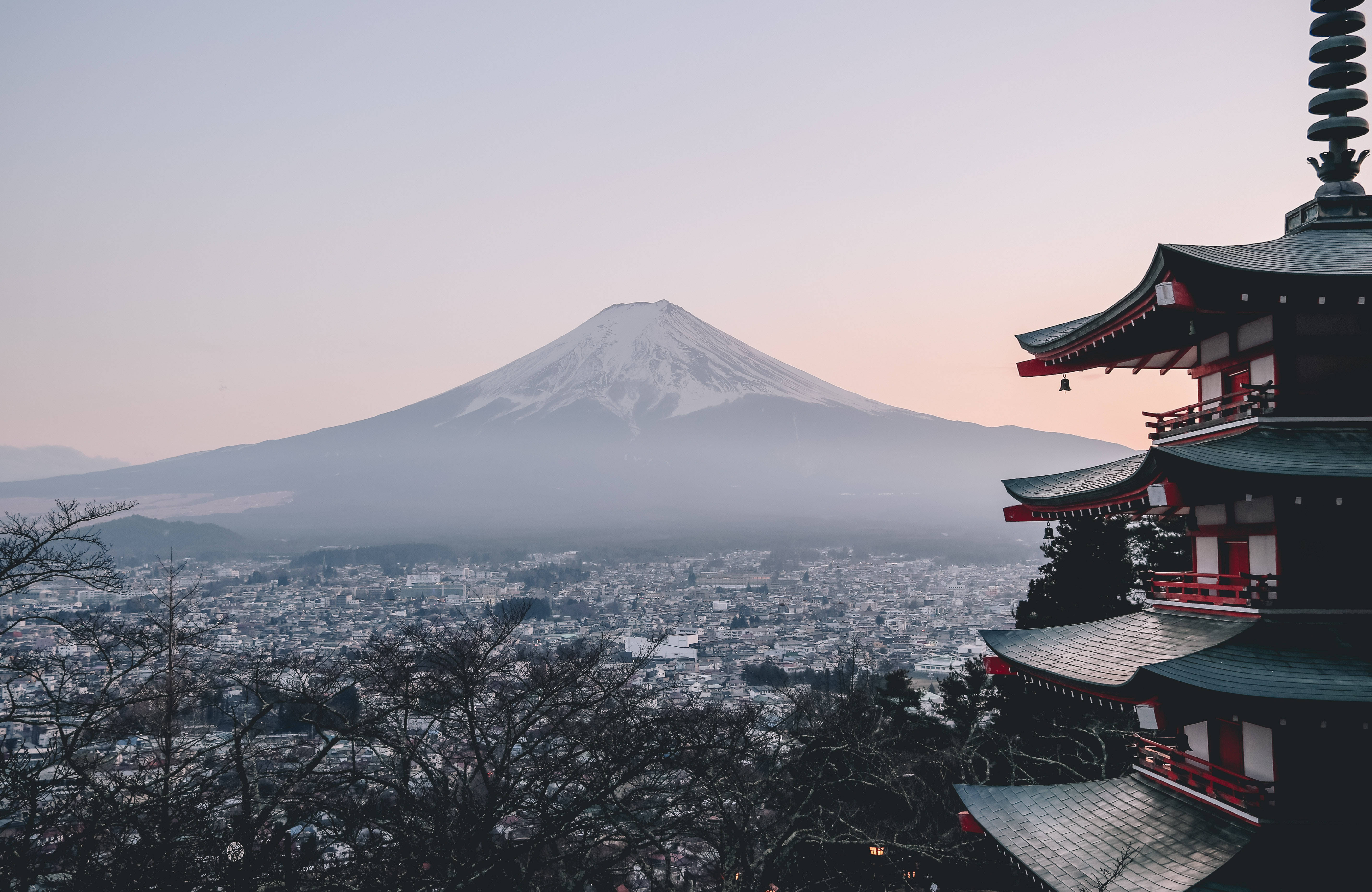 Mount Fuji And Chureito Pagoda Japanese Hd Background