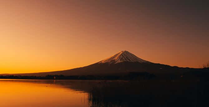 Mount Fuji And Lake Shojiko Background