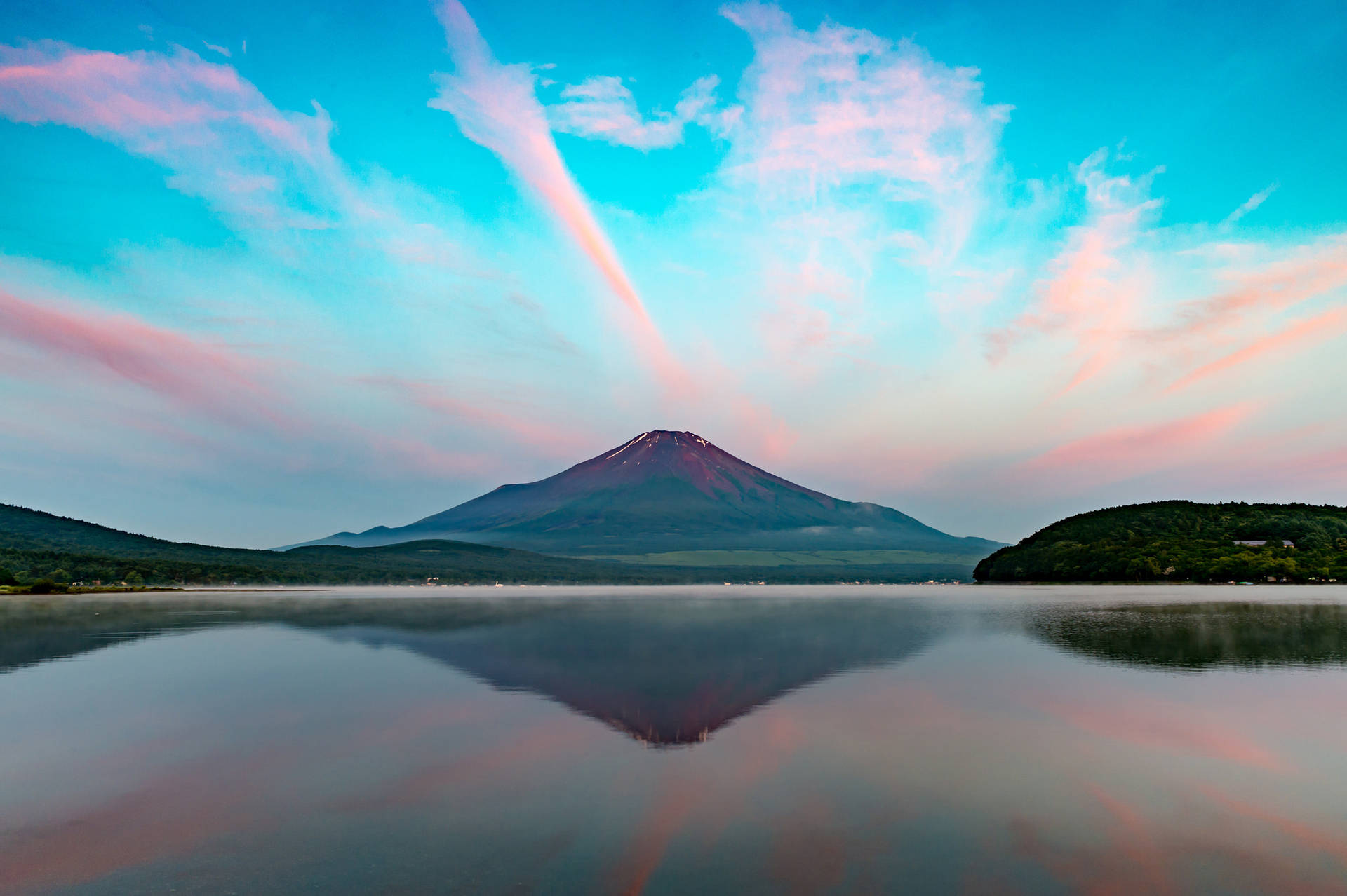 Mount Fuji Colorful Skies Background