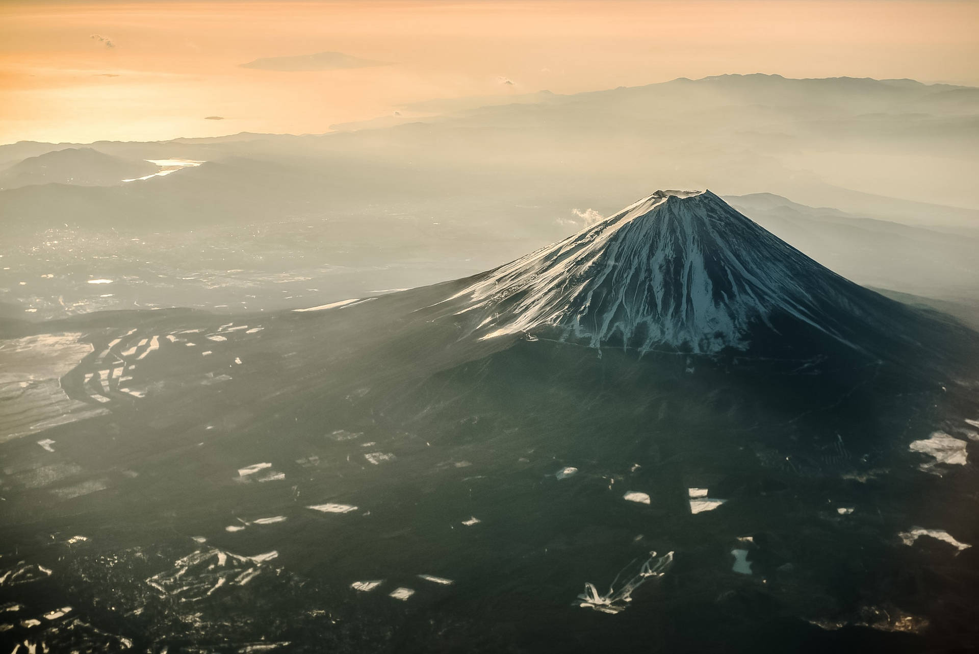 Mount Fuji Scenic Aerial Shot Background