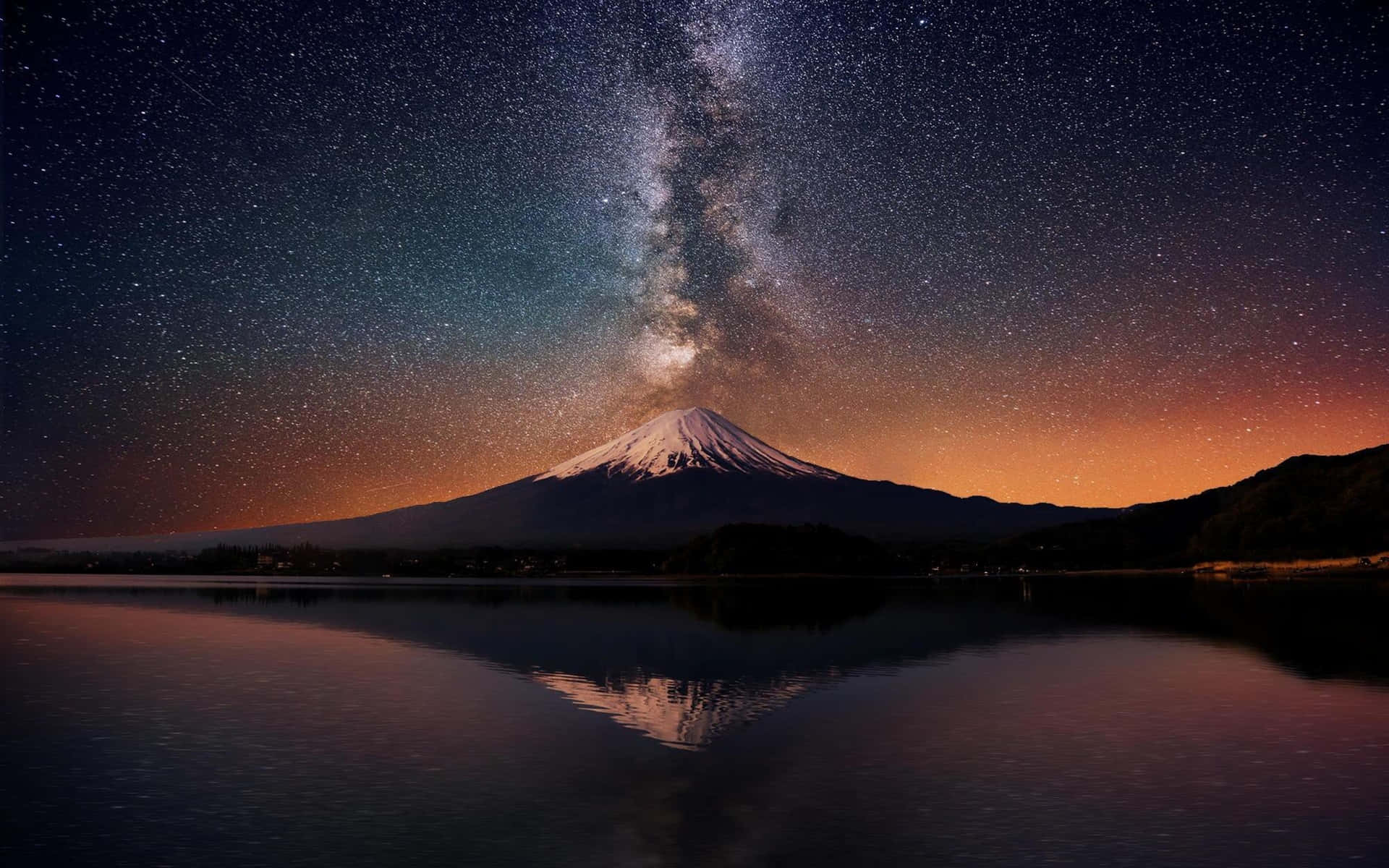 Mount Fuji Under The Starry Night Sky