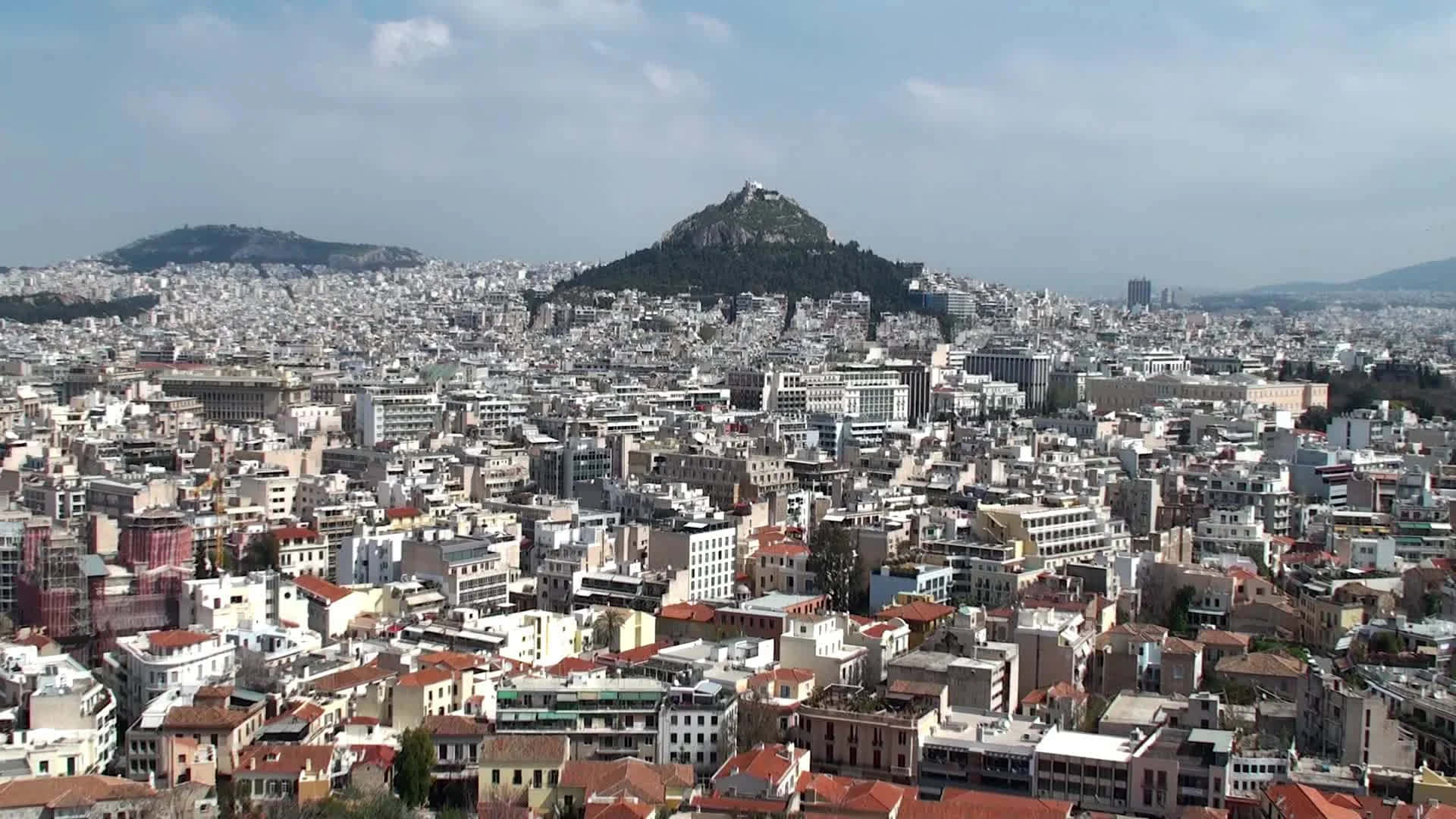 Mount Lycabettus Athens Cloudy Sky