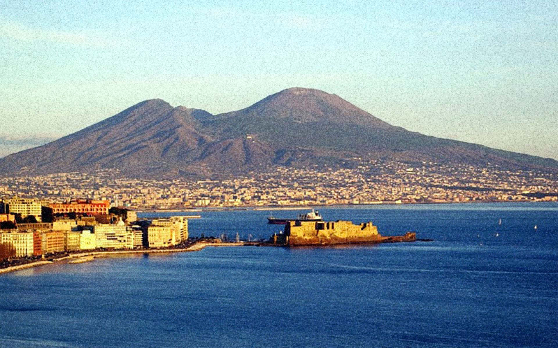 Mount Vesuvio Beach Scenery Italy Background