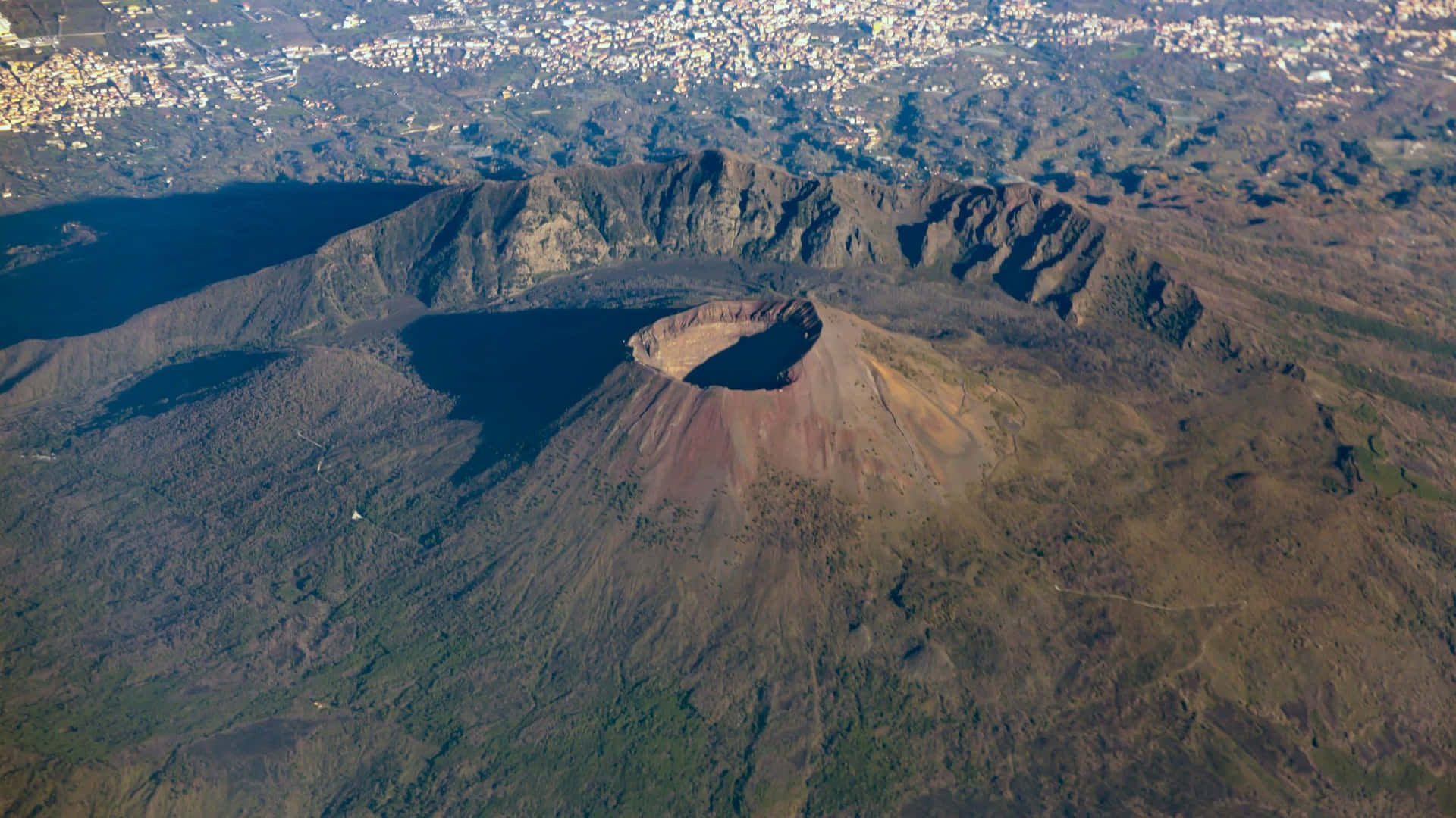 Mount Vesuvio Crater Aerial View Background
