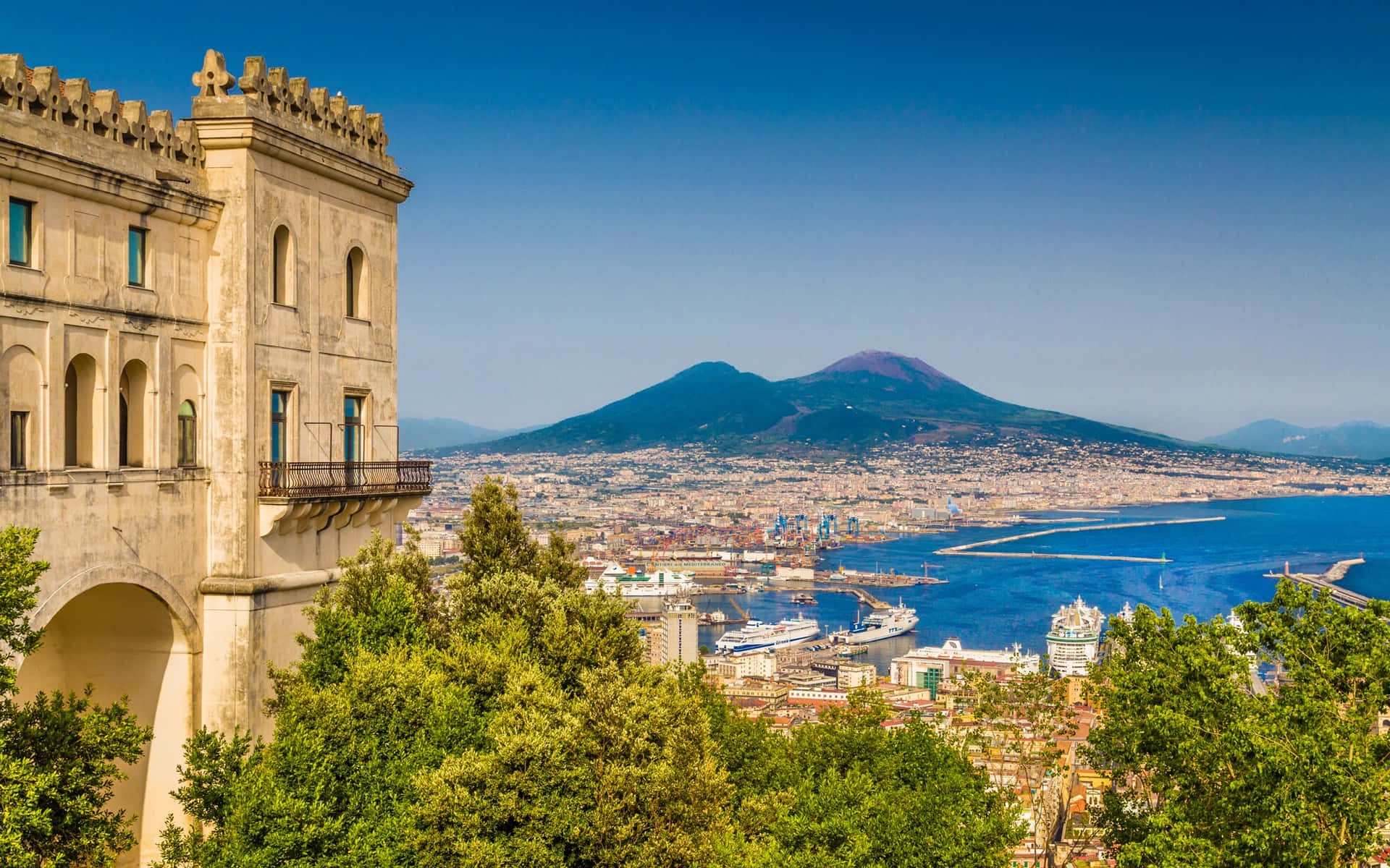 Mount Vesuvio Italy Amazing View Background