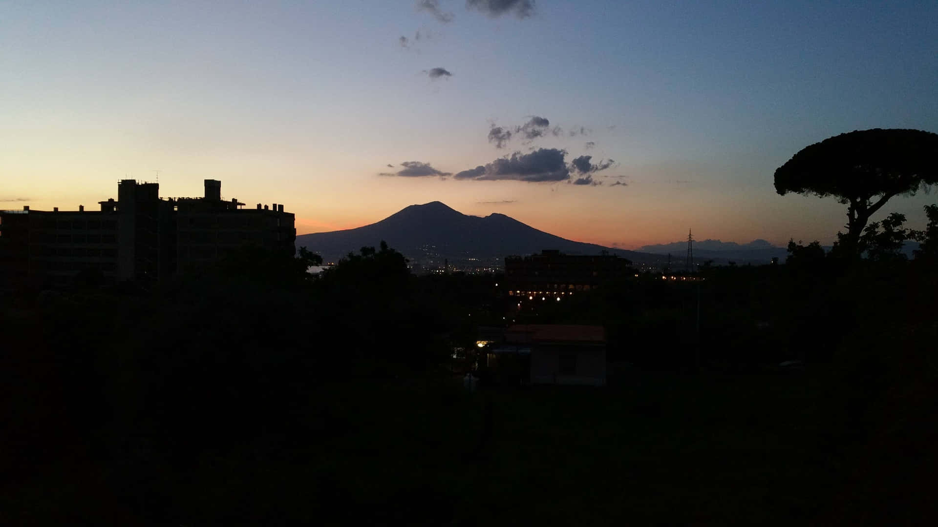 Mount Vesuvio Italy Silhouette Scenery Background