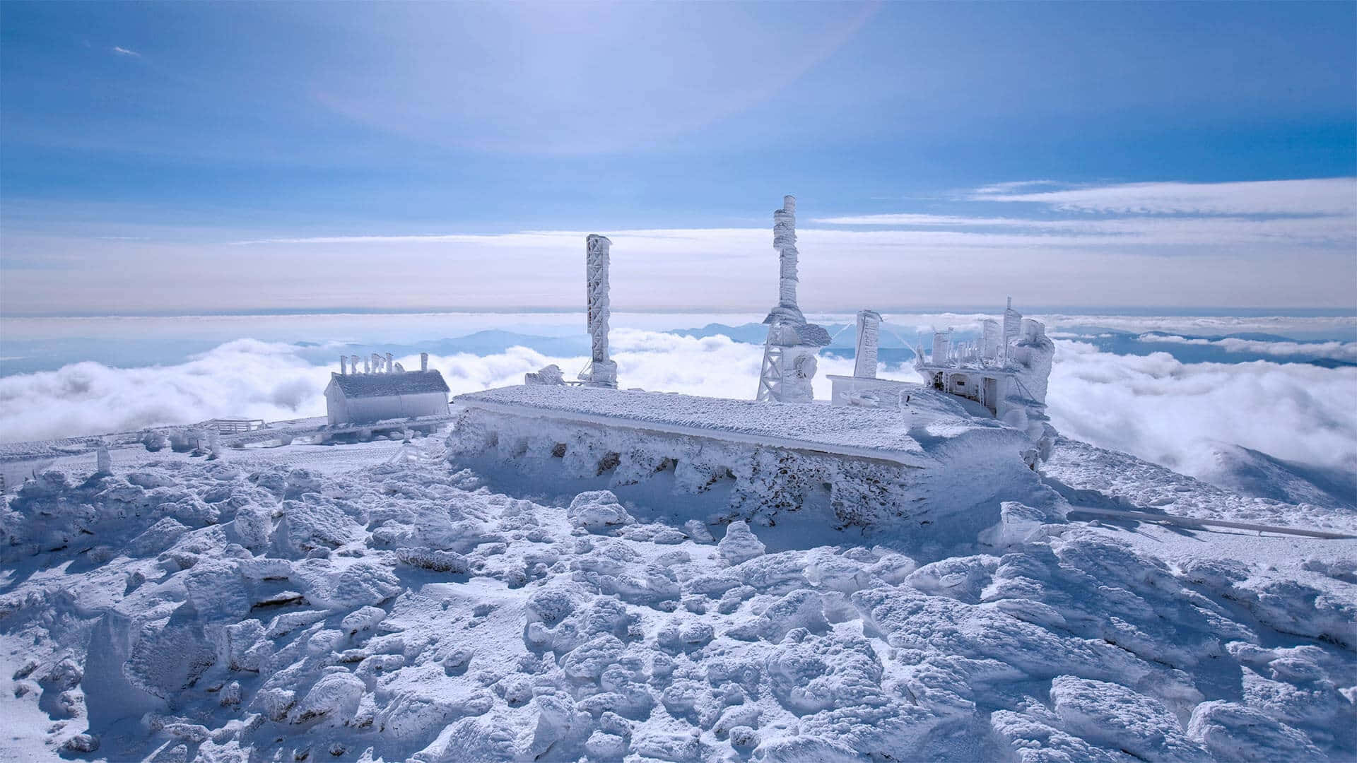 Mount Washington Observatory New Hampshire Winter View Background