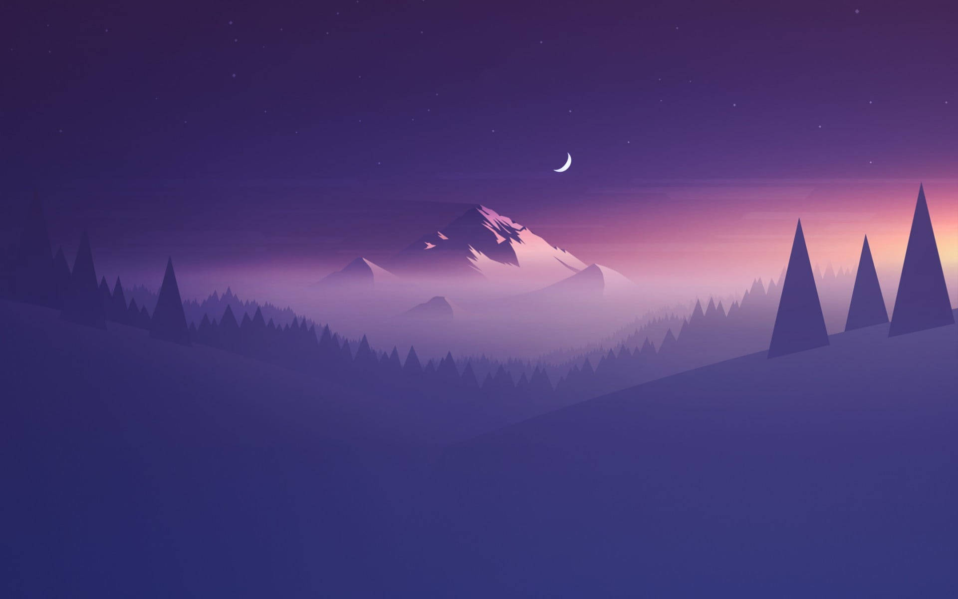 Mountain And Moon Vector Art Background