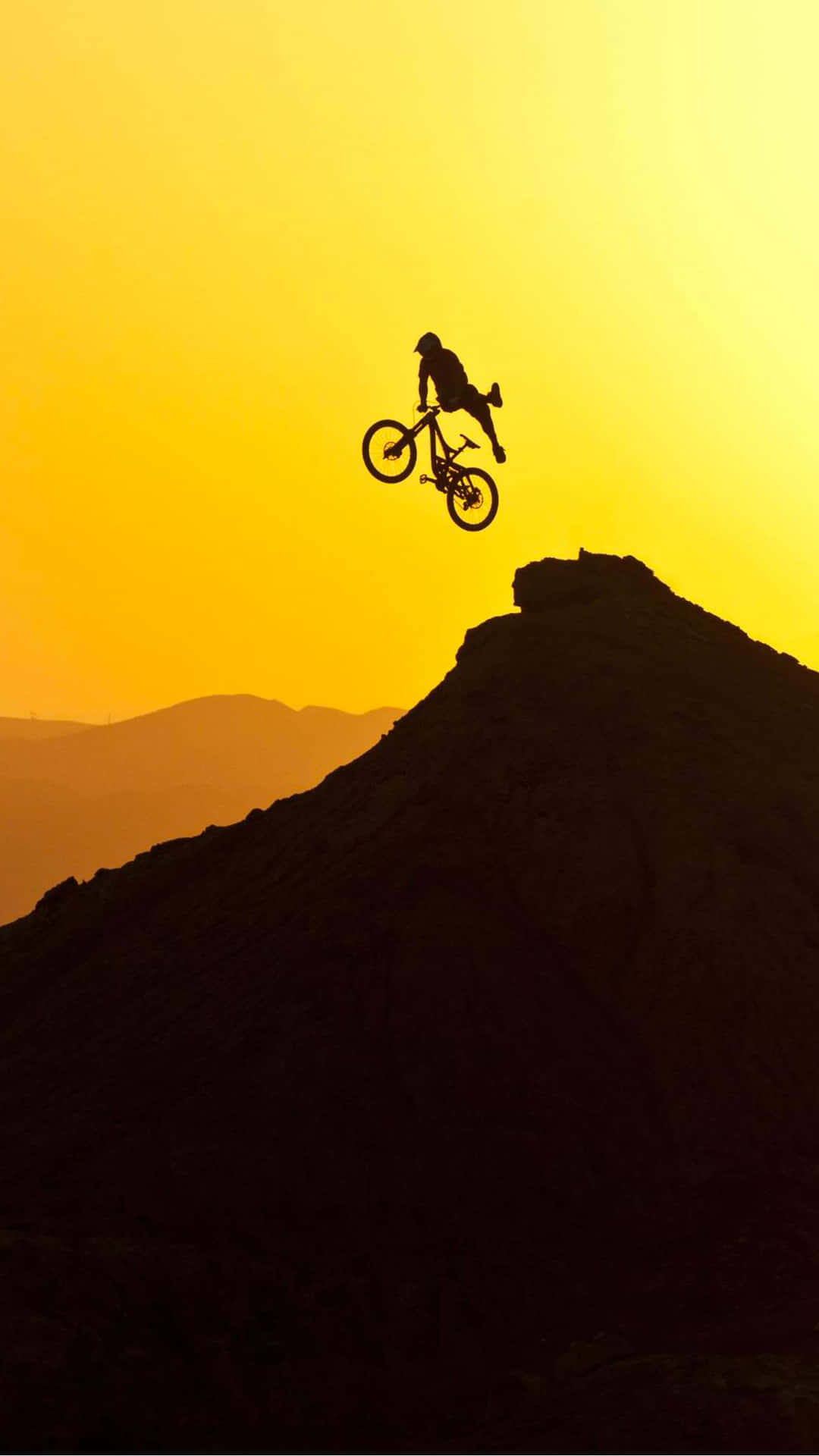 Mountain Bike Sunset Silhouette Background
