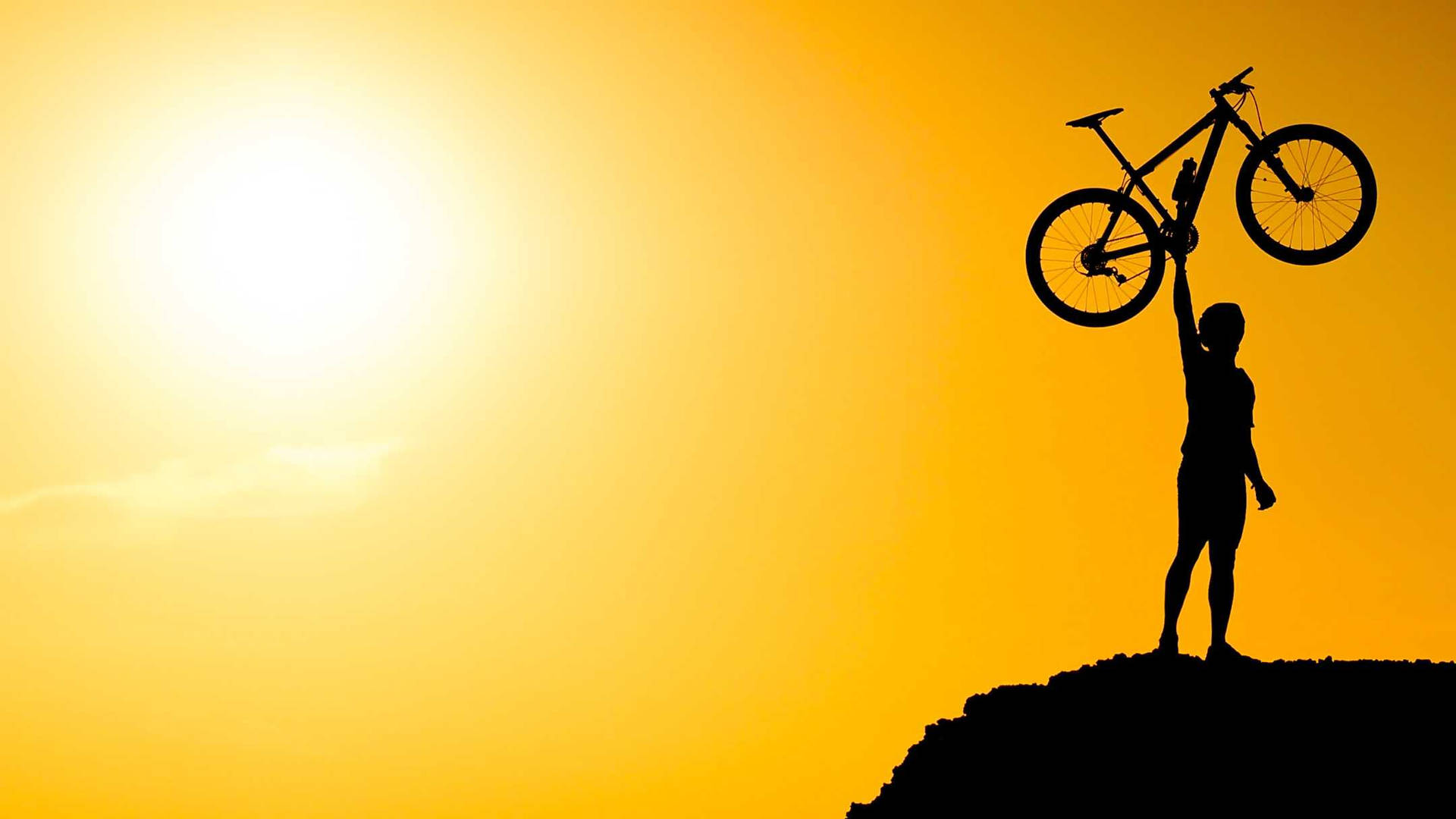 Mountain Biking Cyclist Silhouette Photo Background