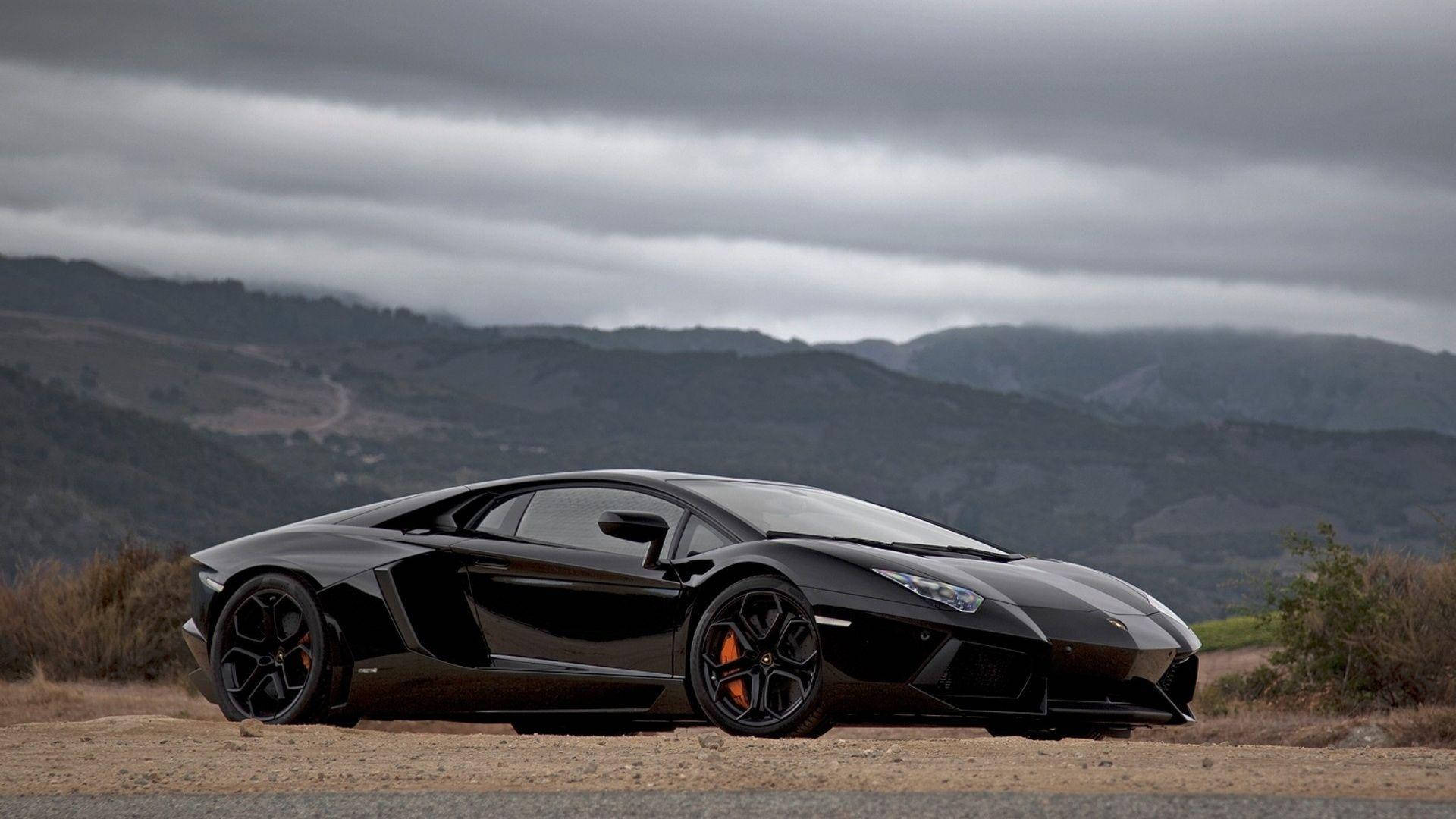 Mountain Black Lamborghini Background