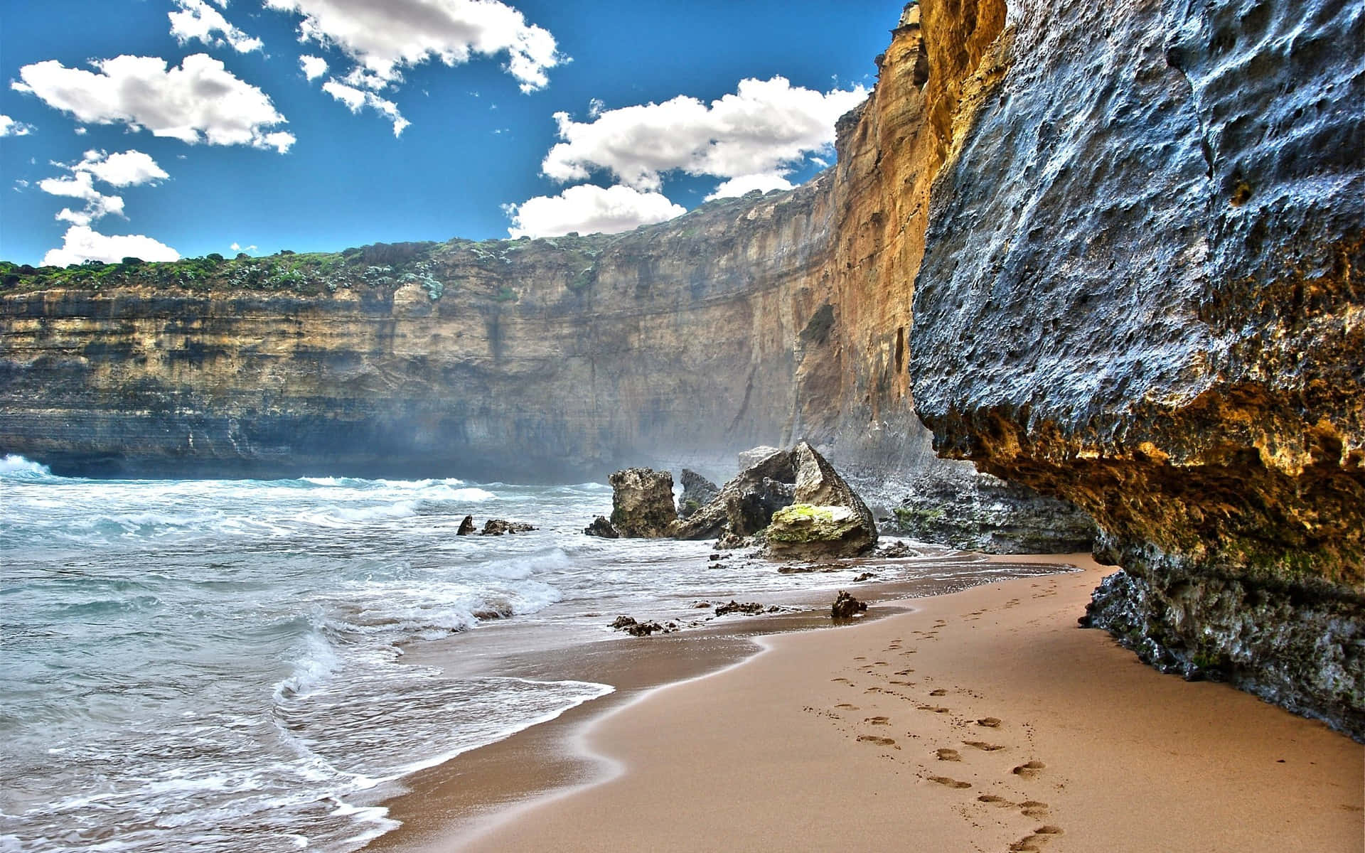 Mountain Cliff Around The Ocean Beach