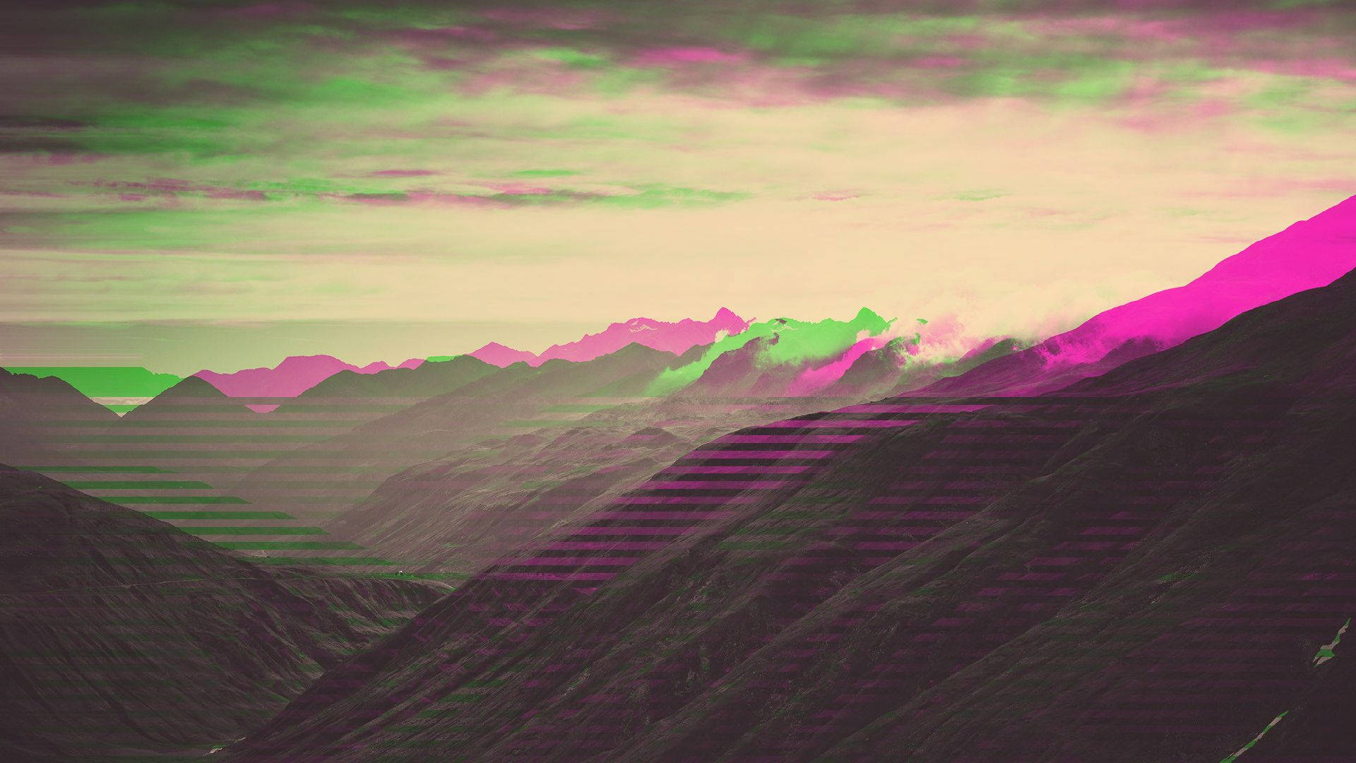Mountain Digital Glitch Overlay Background
