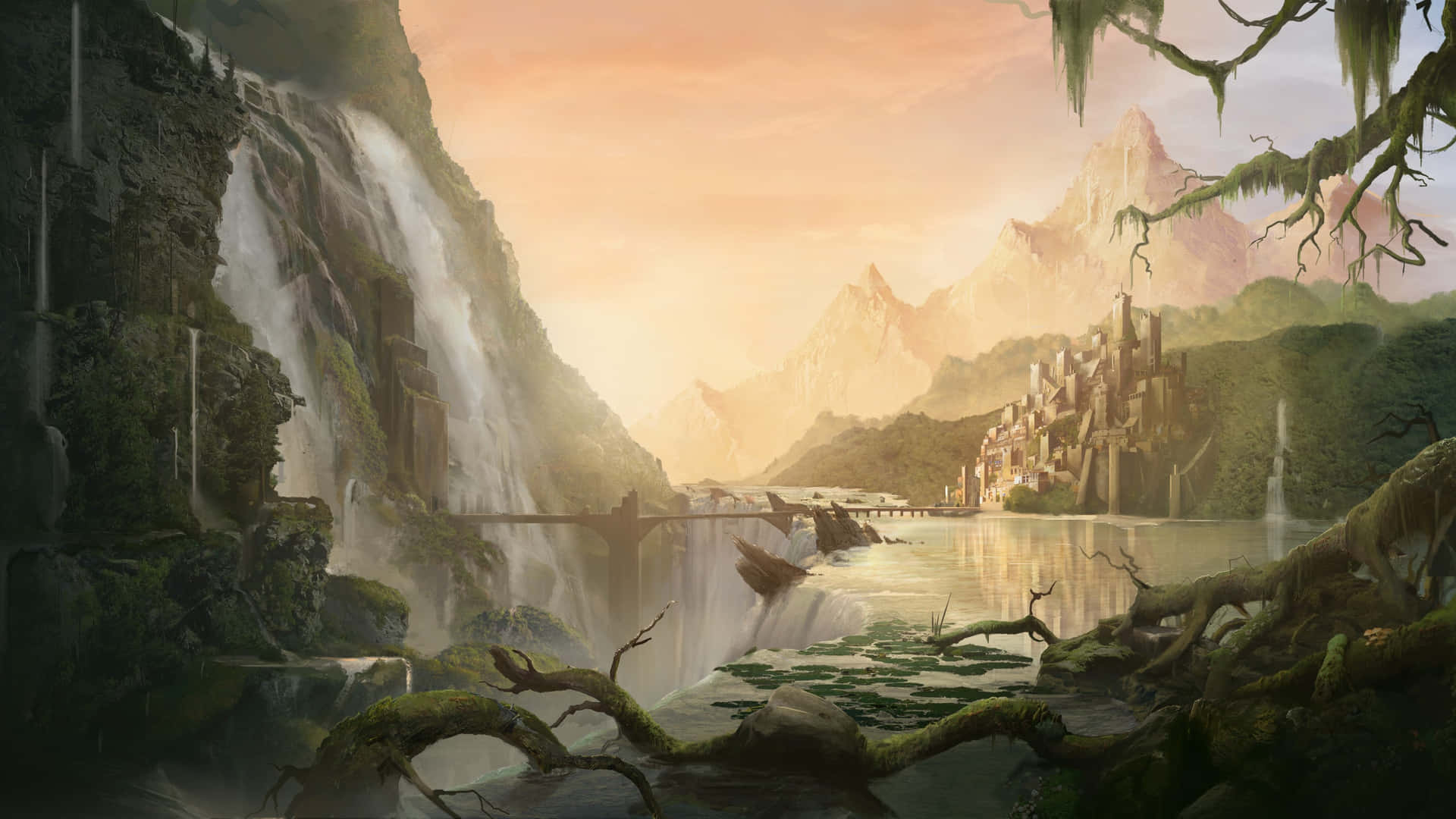 Mountain Falls 4k Painting