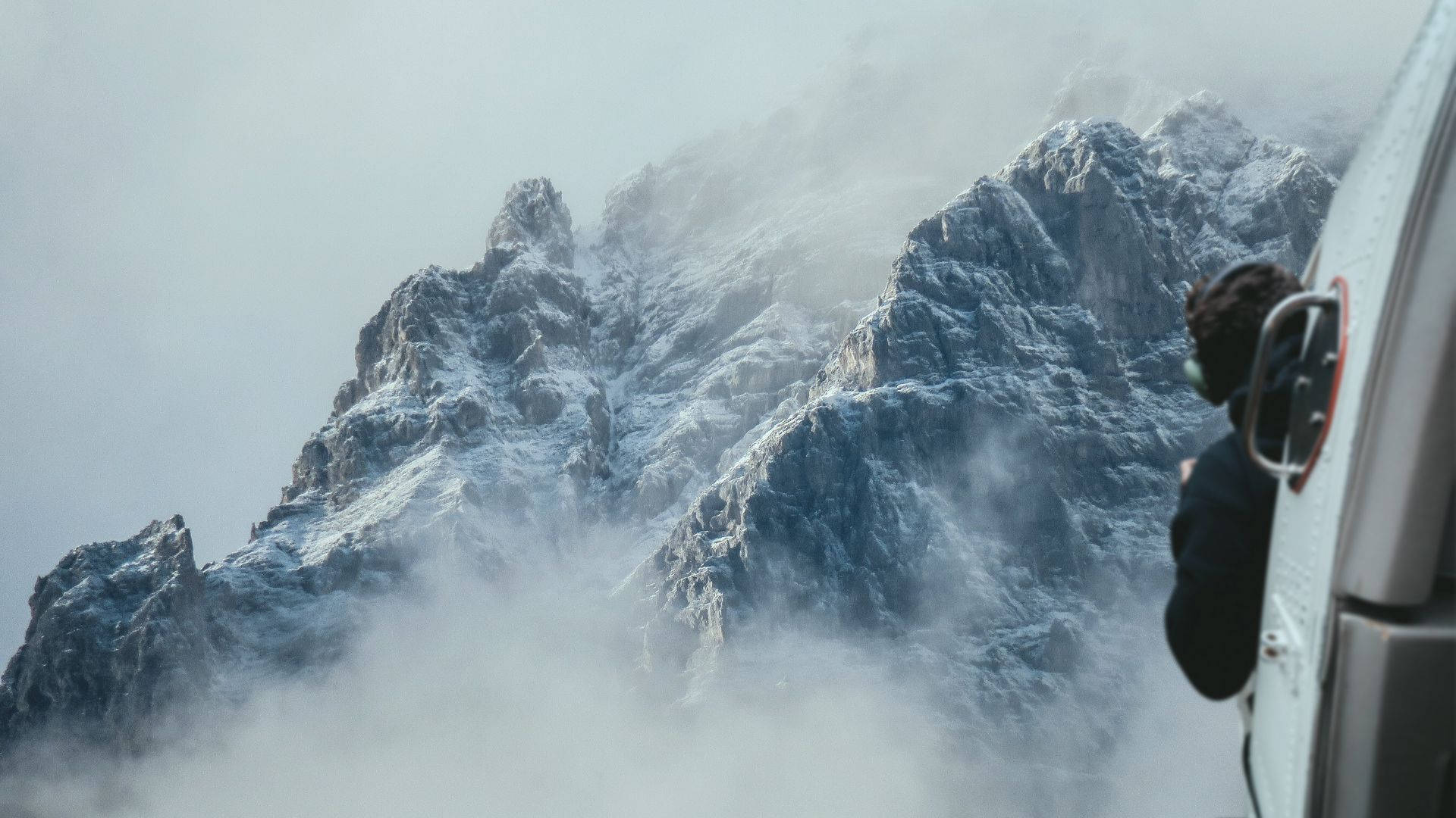 Mountain Foggy Slope Area Background