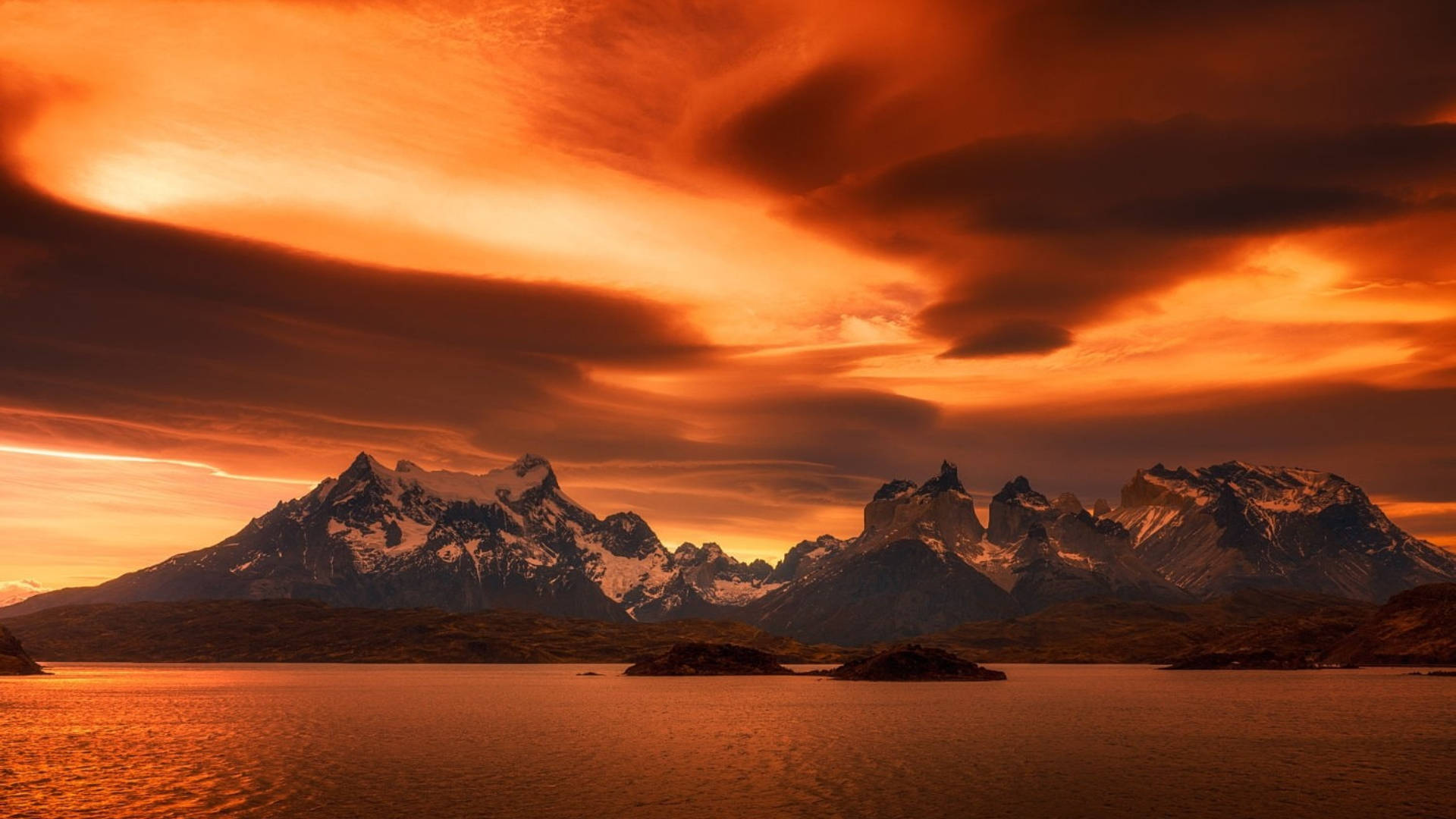 Mountain In Chile At Sunset Background