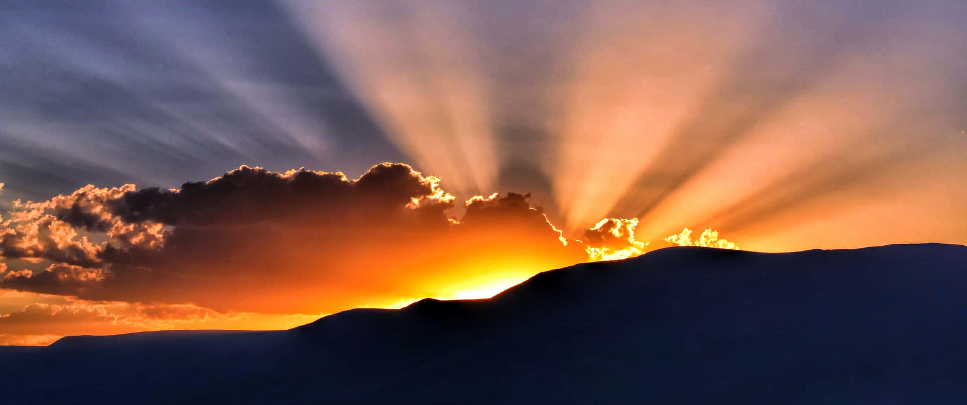 Mountain Landscape With Sun Rays Background