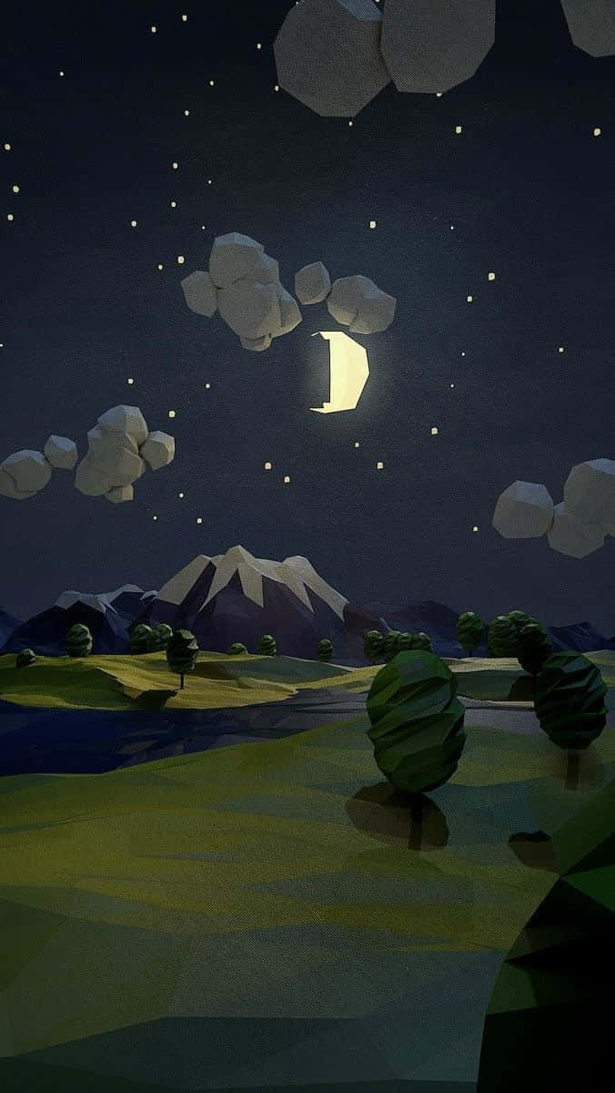 Mountain Night Landscape Lo-fi Art Background