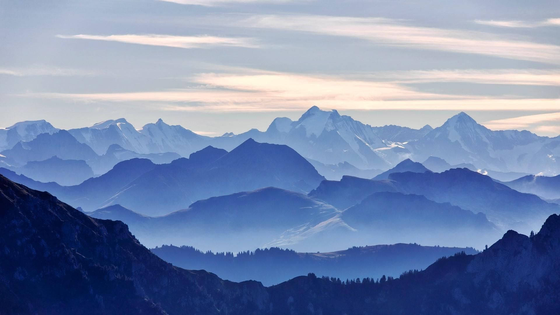 Mountain Range Blue Tonal Perspective