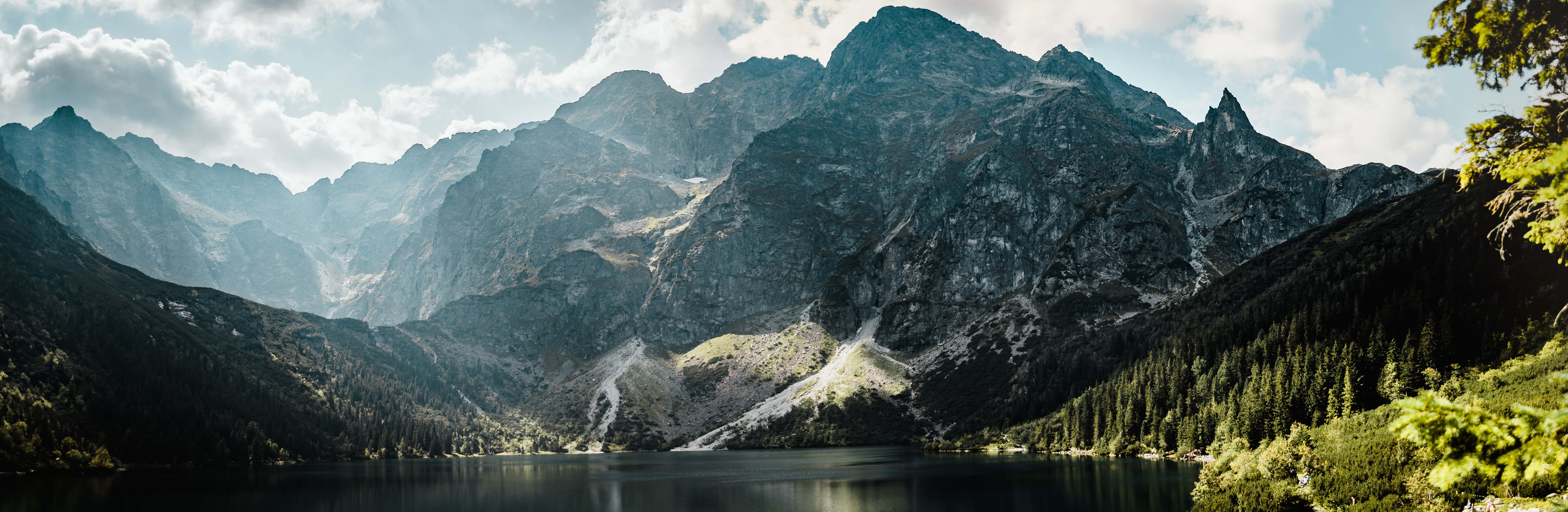 Mountain Range With A Lake Ultra Hd Dual Monitor - Wallpaper