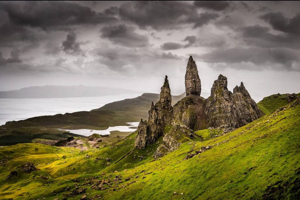Mountain Rock Of Storr In Uk Background