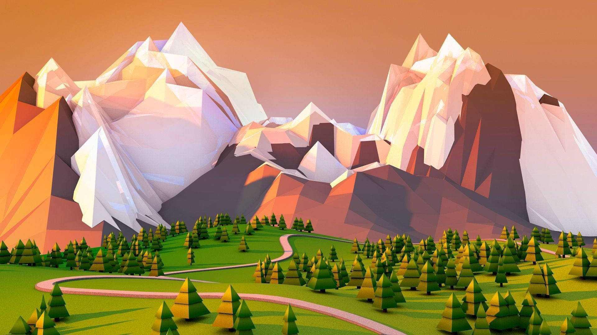 Mountain Scenery Digital Art Background