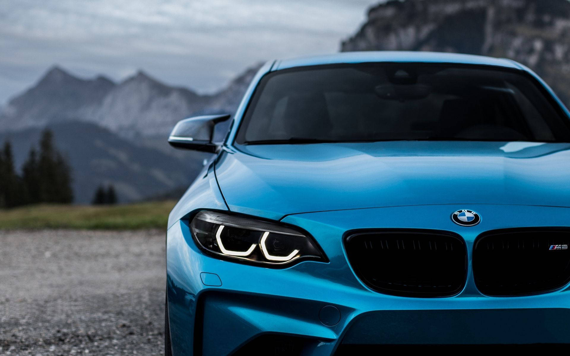 Mountain View Behind Blue Bmw